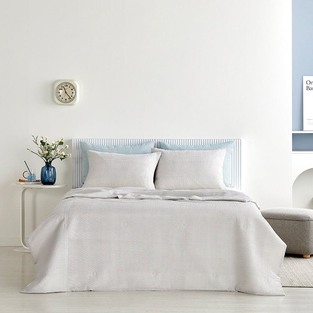 Cool Cool Bamboo Seersucker Comforter Set - Cool Grey