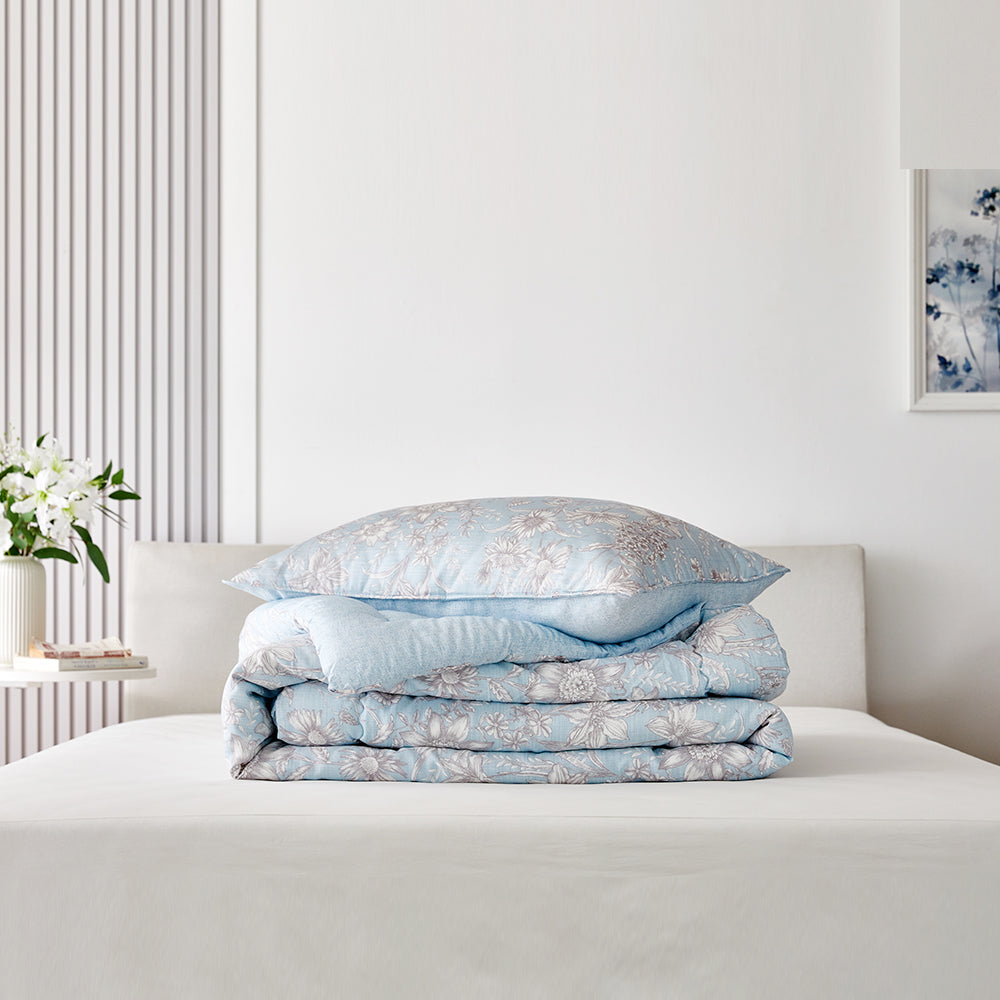 Abigail Hanji Modal Flower Comforter Set(Winter) - Blue