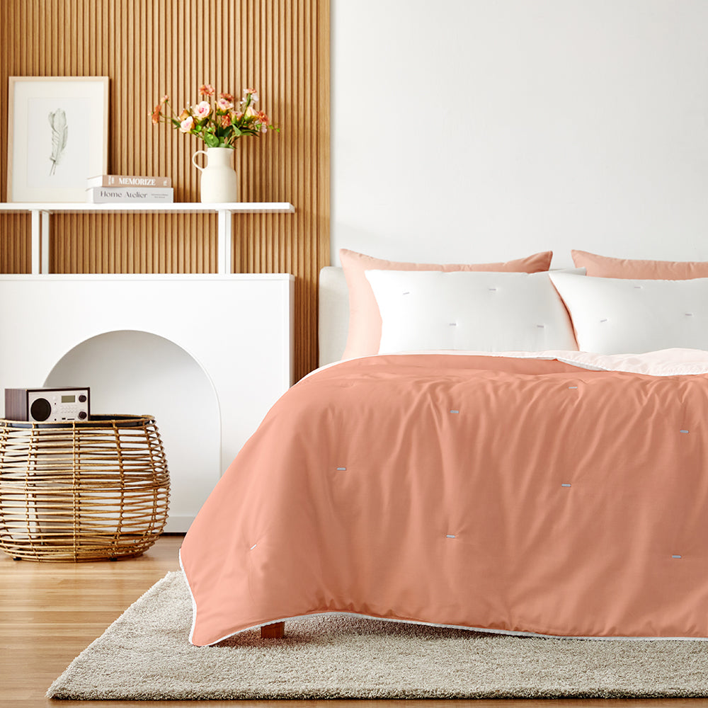 Milky Tencel™ Modal Comforter Set - Orange/White