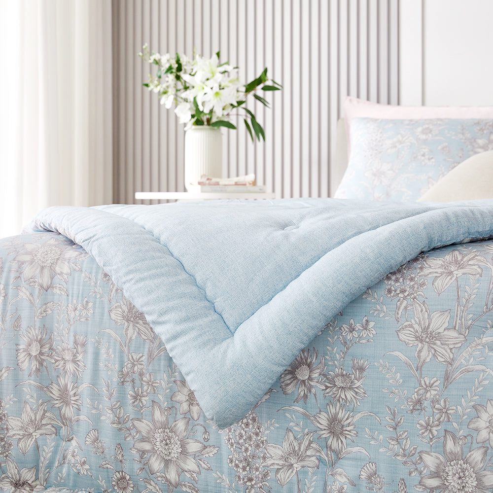 Abigail Hanji Modal Flower Comforter Set(Winter) - Blue