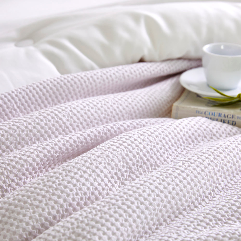 Cream Waffle TENCEL™ Modal Cotton Comforter Set - Violet