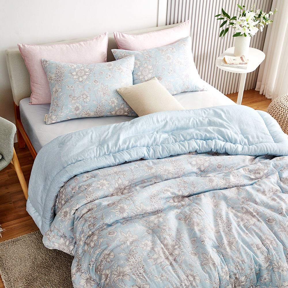 Abigail Hanji Modal Flower Comforter Set(Winter) - Blue