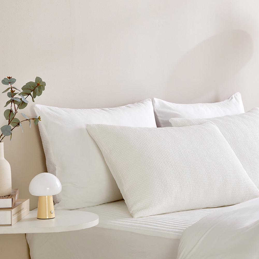 Cream Waffle TENCEL™ Modal Cotton Comforter Set - White