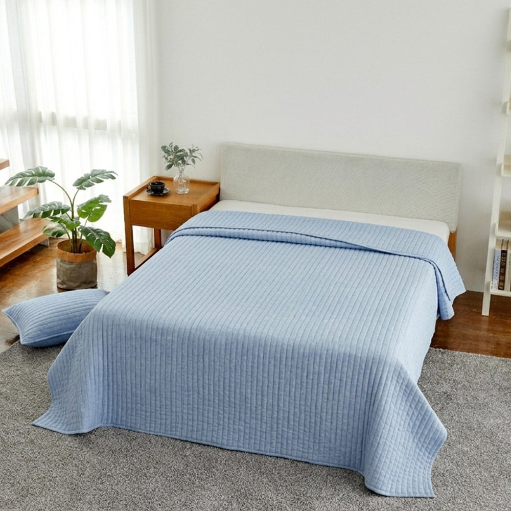 Viscose Rayon Quilt & Bedspread in Sky Blue
