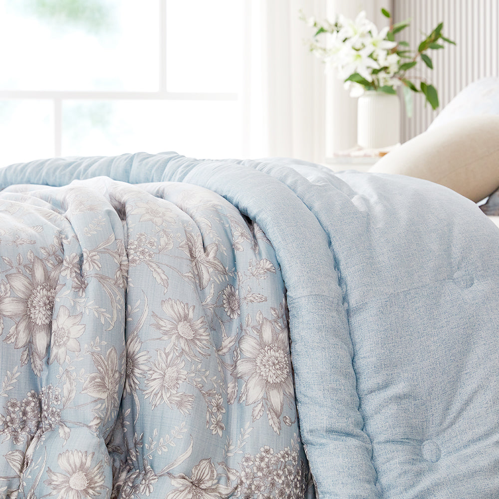 Abigail Hanji Modal Flower Comforter Set(Winter) - Blue