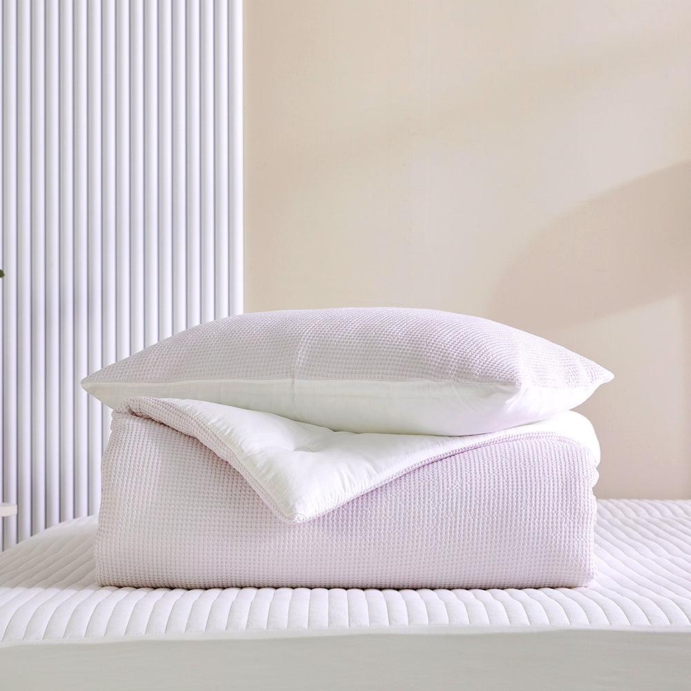 Cream Waffle TENCEL™ Modal Cotton Comforter Set - Violet