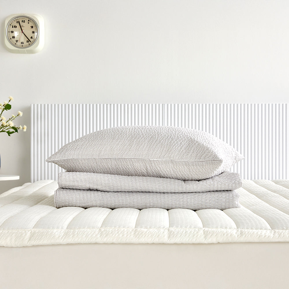 Cool Cool Bamboo Seersucker Comforter Set - Cool Grey