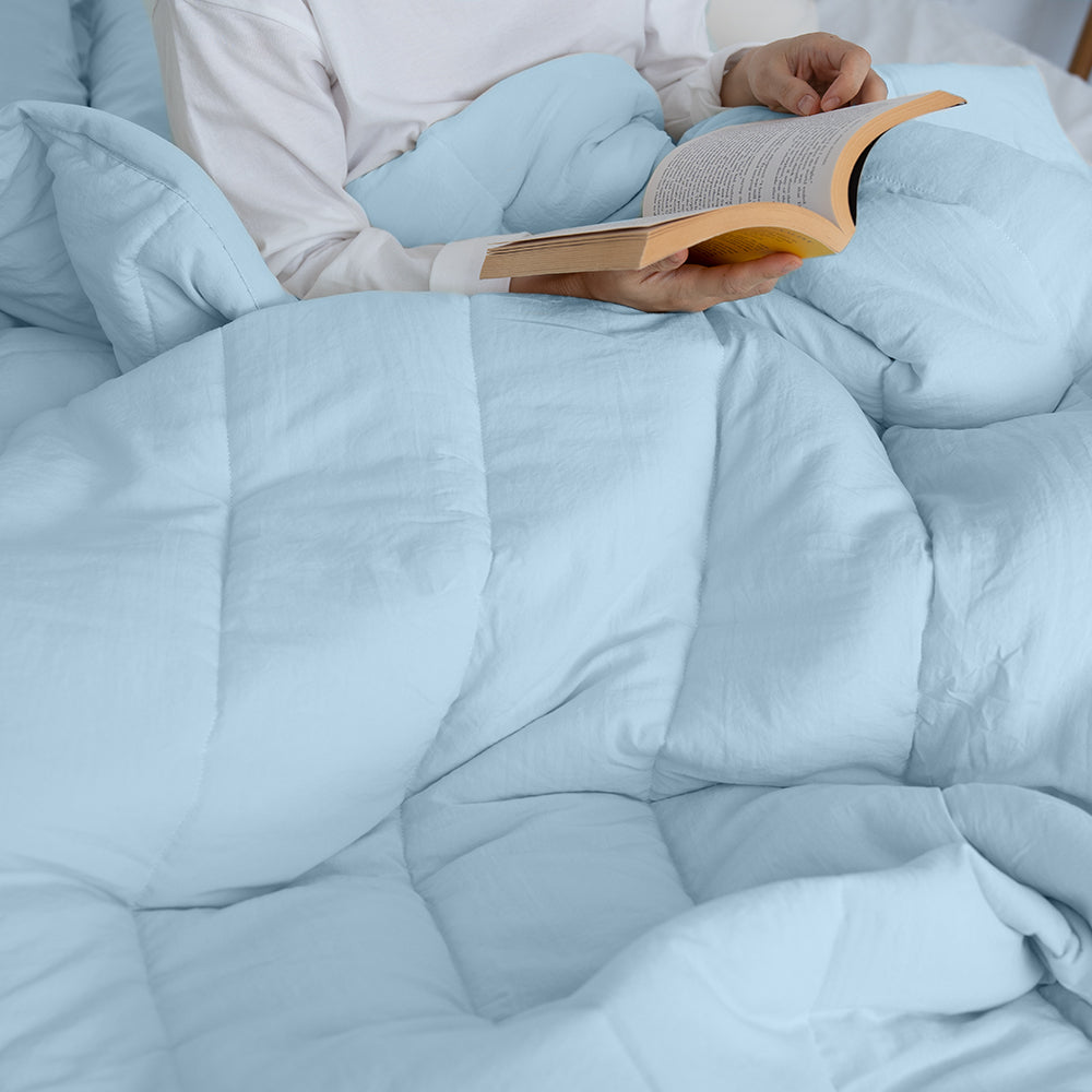 Semi-Microfiber Marshmallow Comforter - Blue & Blue/Cream
