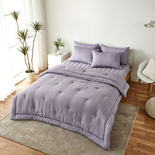 Breeze Bamboo Seersucker Comforter Set_Taro Purple
