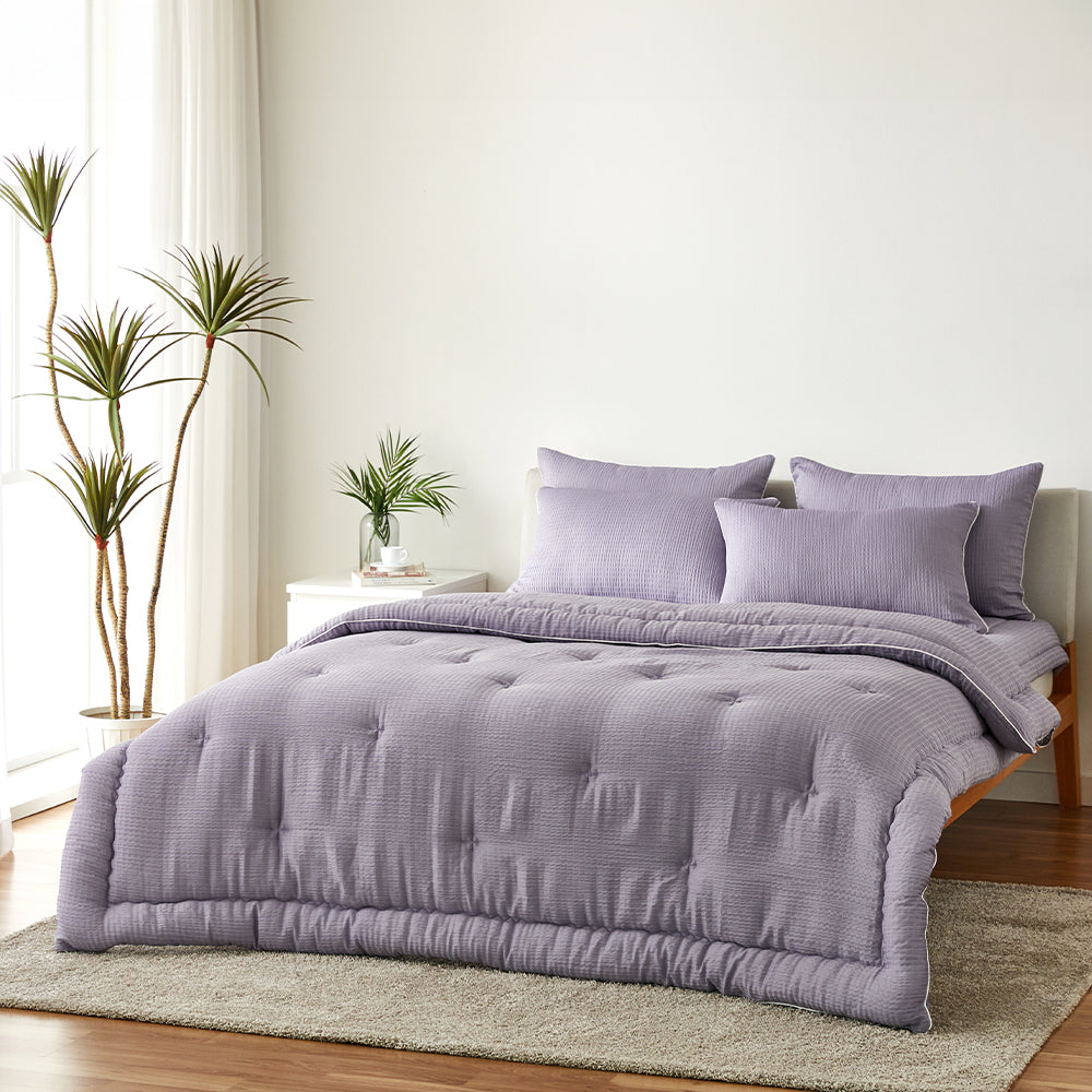 Breeze Bamboo Seersucker Comforter & Pad Set_Taro Purple
