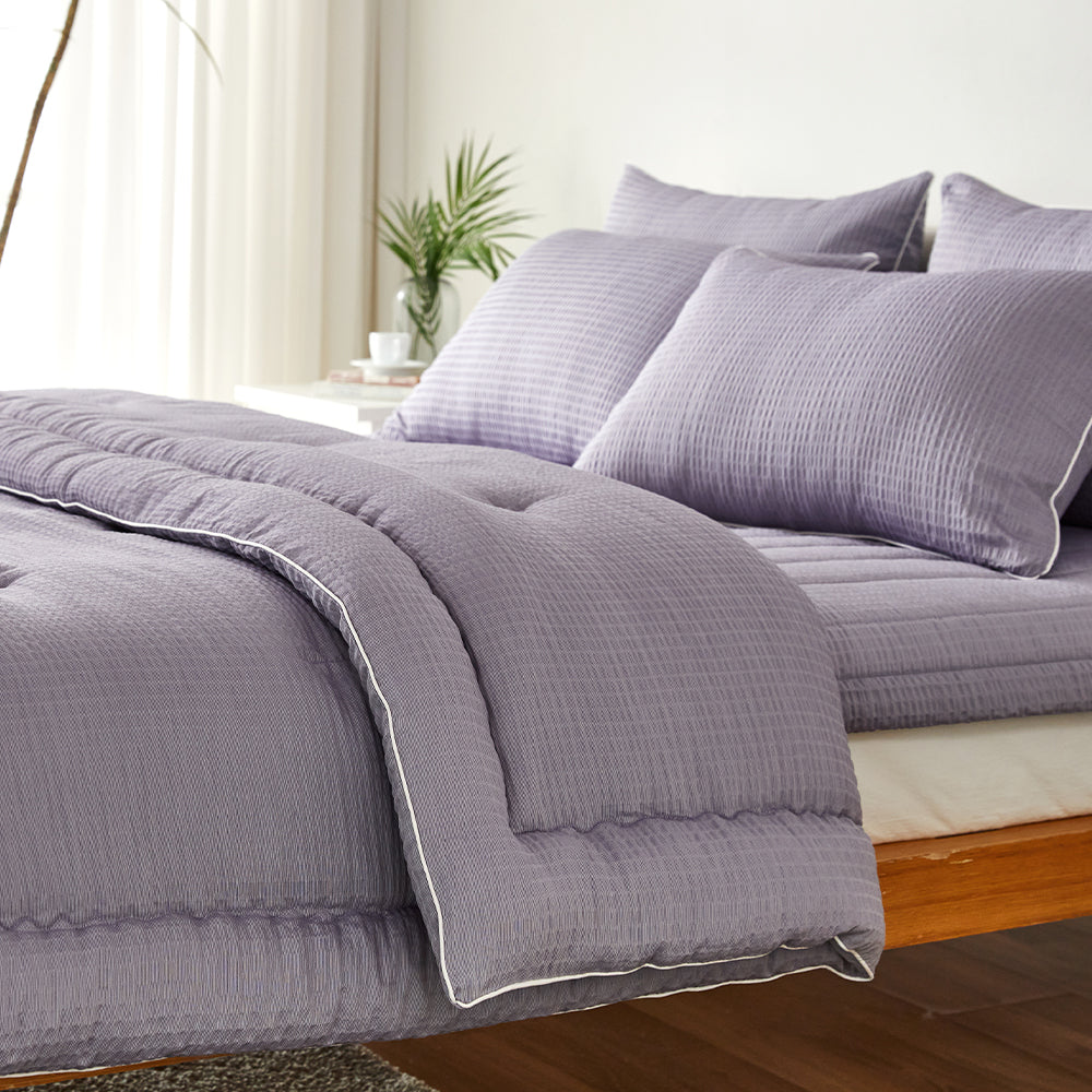 Breeze Bamboo Seersucker Comforter & Pad Set_Taro Purple