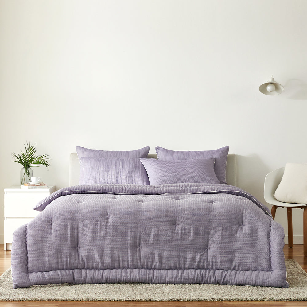 Breeze Bamboo Seersucker Comforter & Pad Set_Taro Purple