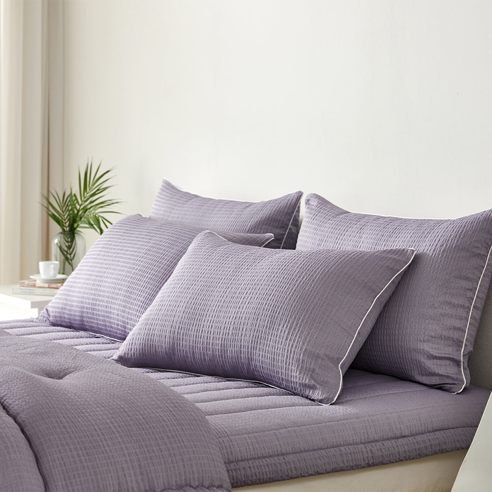 Breeze Bamboo Seersucker Comforter & Pad Set_Taro Purple