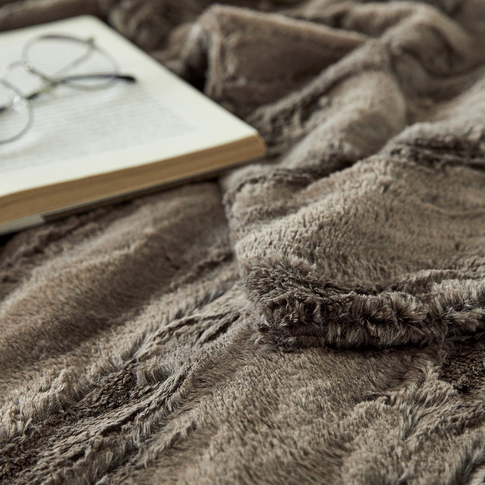 Premium Faux Fur Minky Blanket - Dark Brown