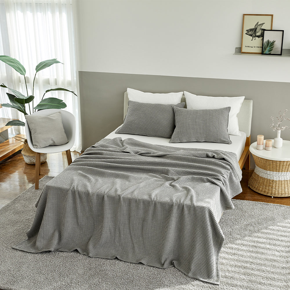 Natural Material Modal Waffle Blanket in Grey