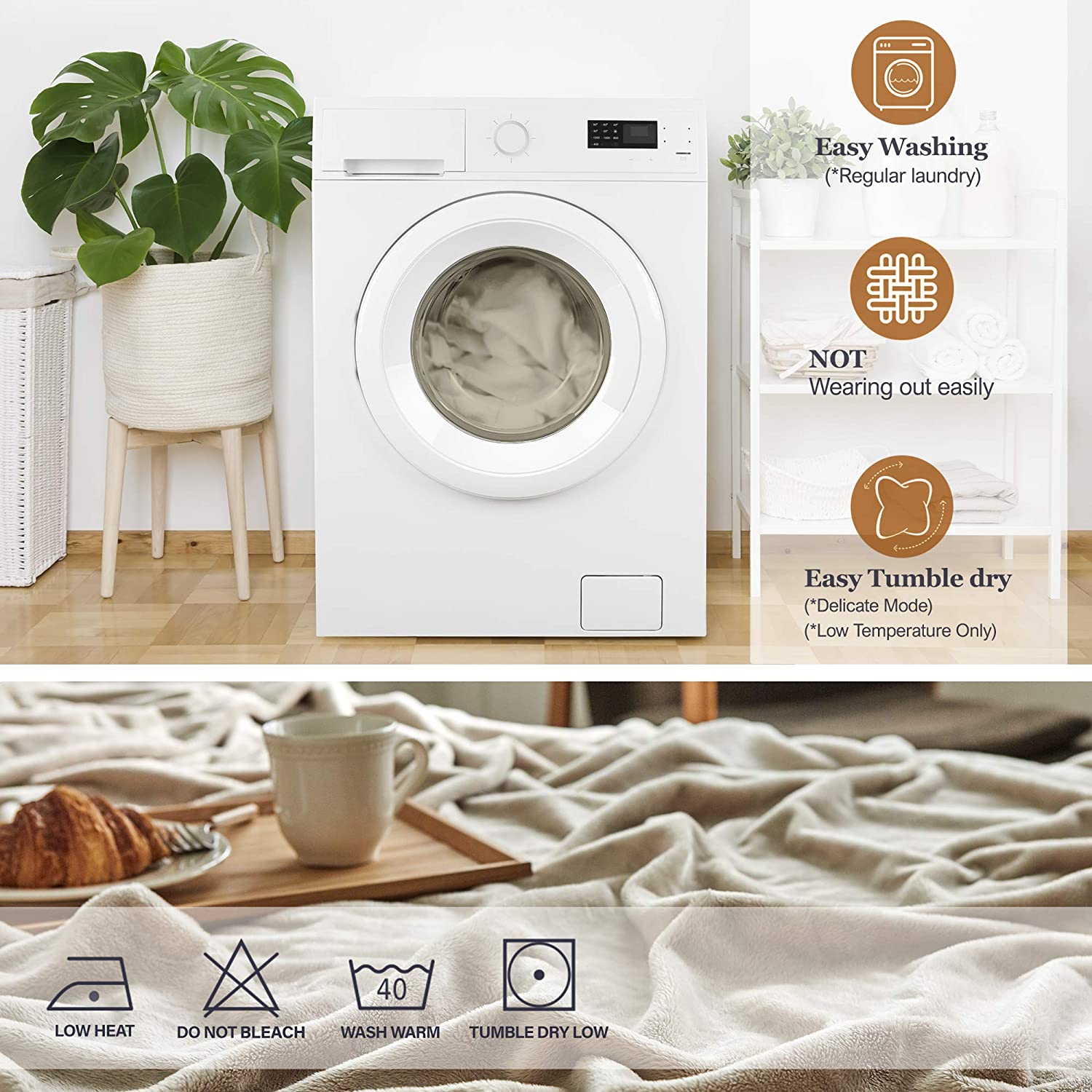 Premium Microfiber Fleece Blanket - Beige