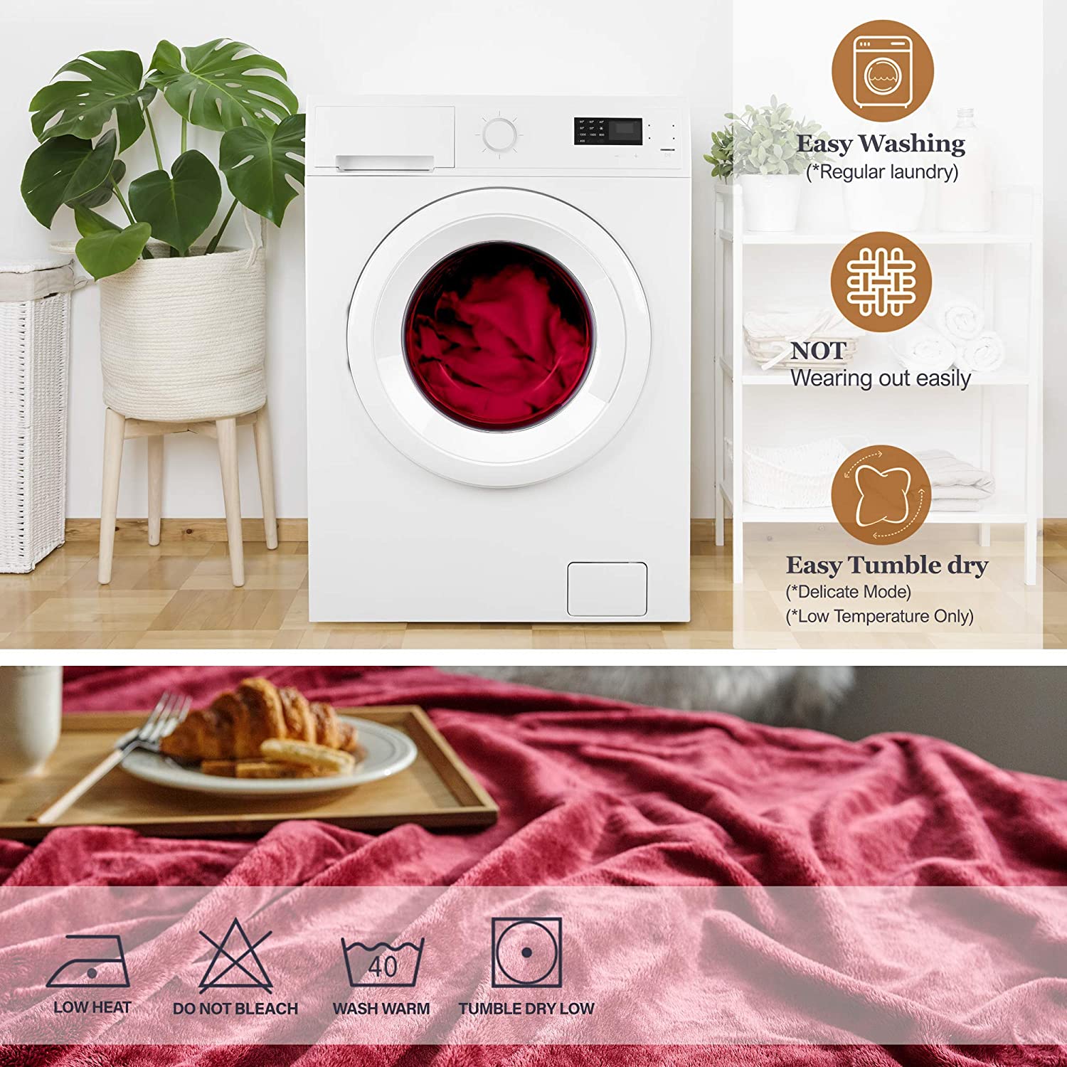 Premium Microfiber Fleece Blanket - Wine