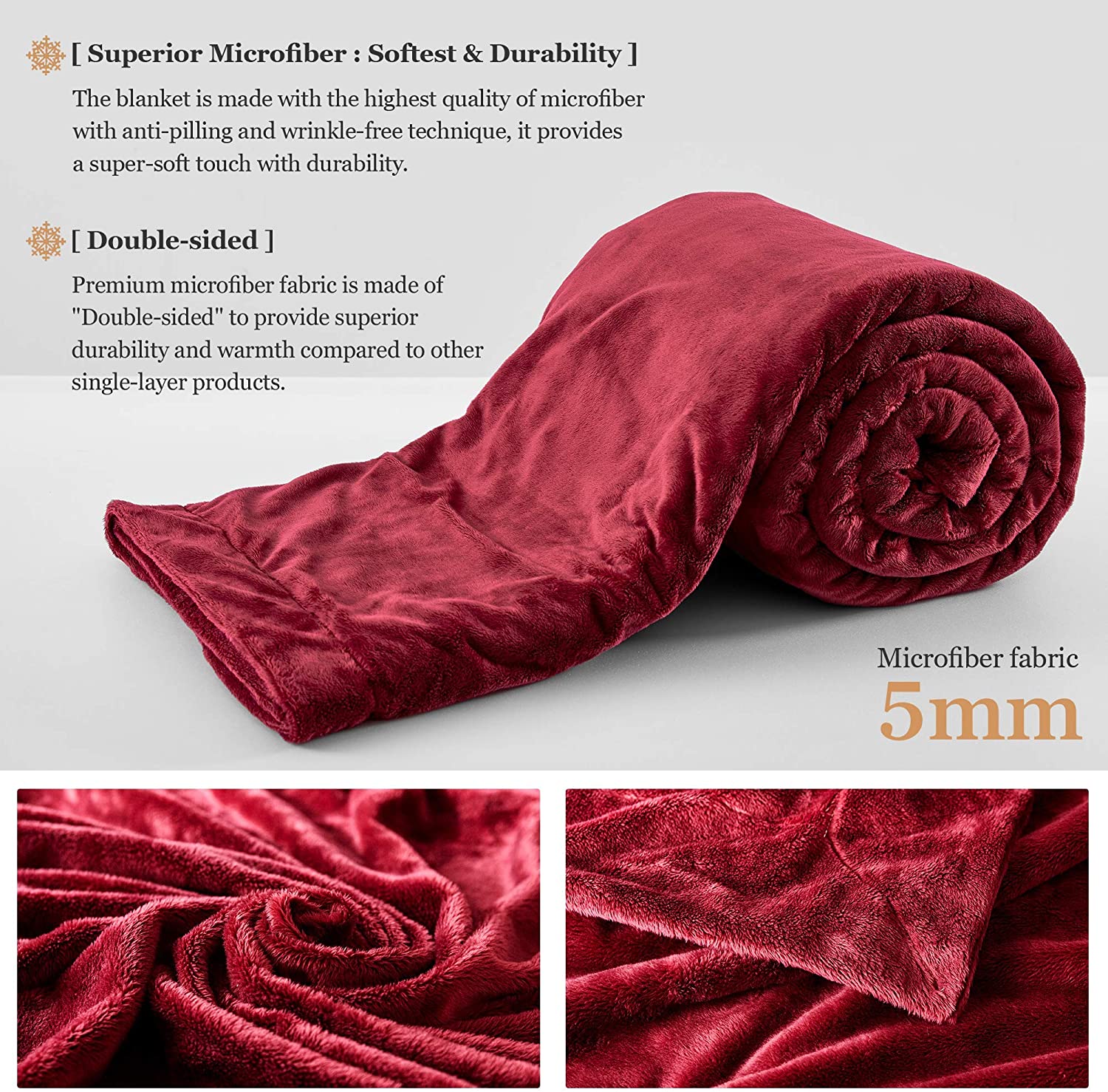 Premium Microfiber Fleece Blanket - Wine