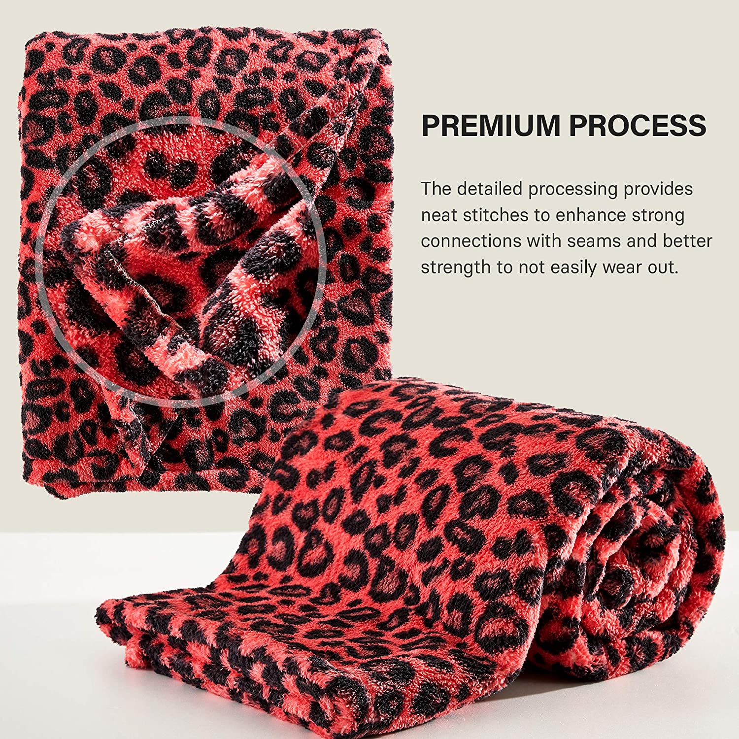 Leopard Sherpa Throw Blanket - Red & Black