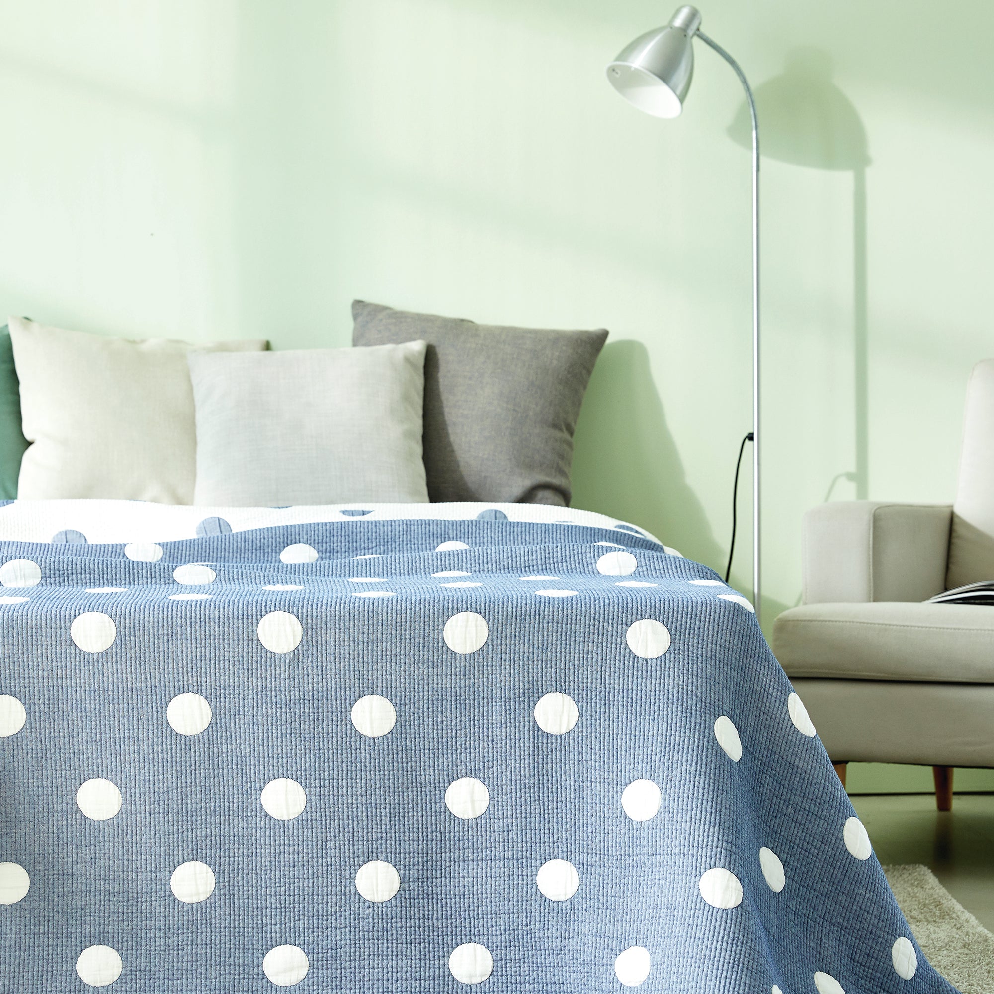 Triple Layer Modal Blanket in Blue & Polka Dot