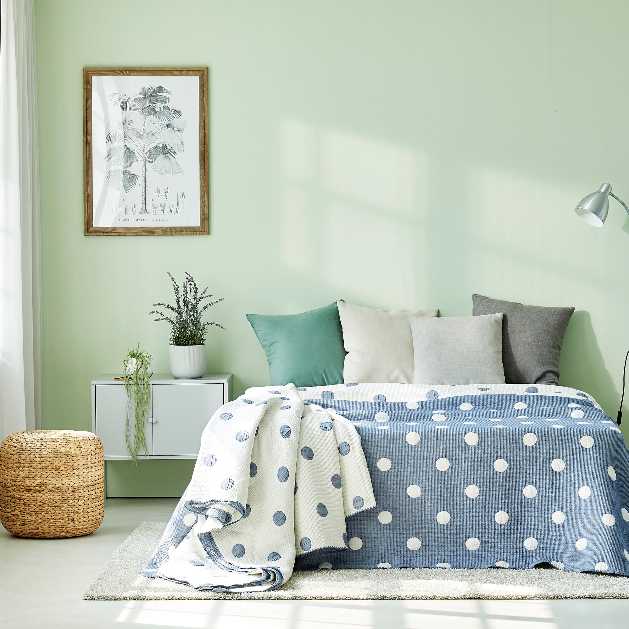 Triple Layer Modal Blanket in Blue & Polka Dot