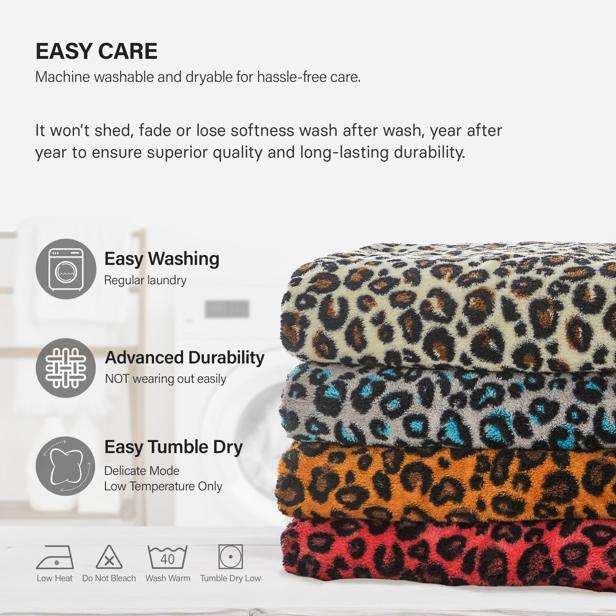Leopard Sherpa Throw Blanket - Beige & Brown