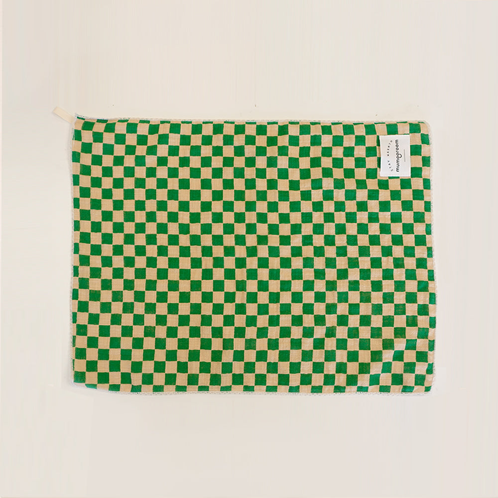 Chic Checker board Place Mat, Dish Cloth (Beige/Green, Mint/Navy)