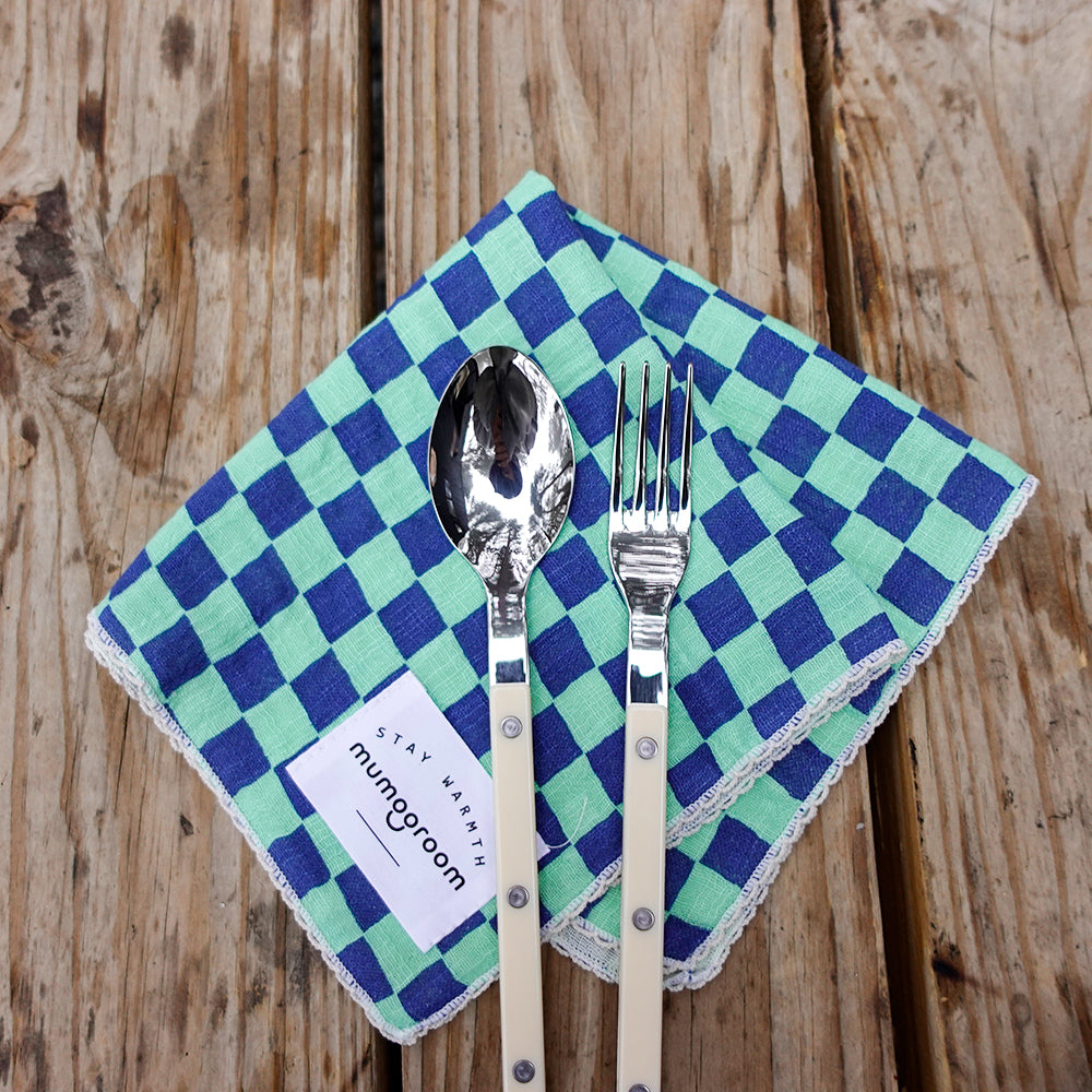 Chic Checker board Place Mat, Dish Cloth (Beige/Green, Mint/Navy)