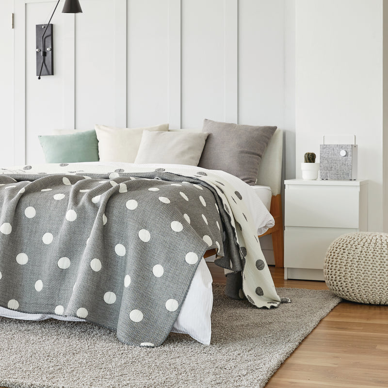 Triple Layer Modal Blanket in Grey & Polka Dot