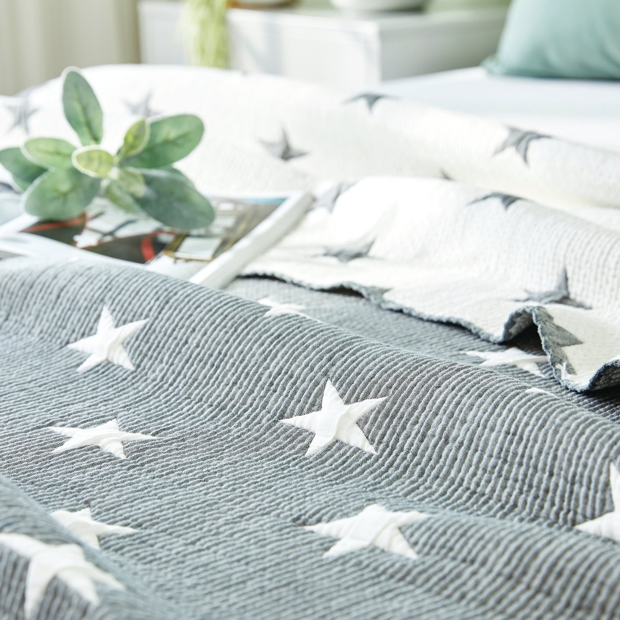 Triple Layer Modal Blanket in Grey & Star