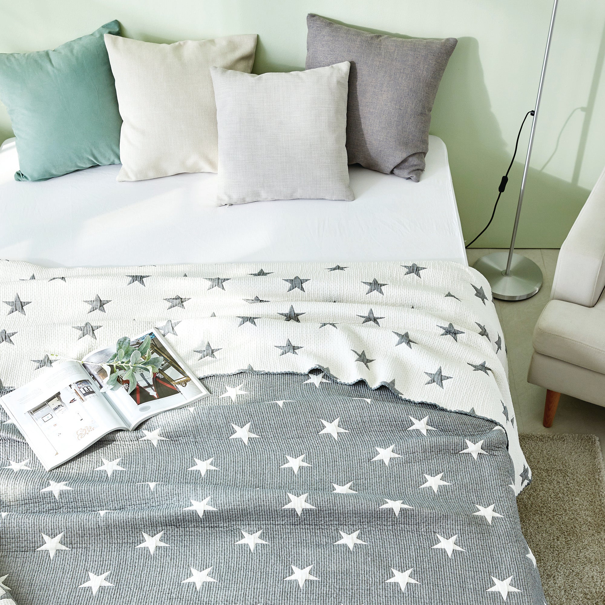 Triple Layer Modal Blanket in Grey & Star