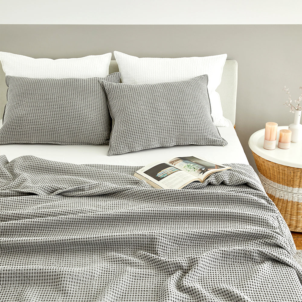 Natural Material Modal Waffle Blanket in Grey