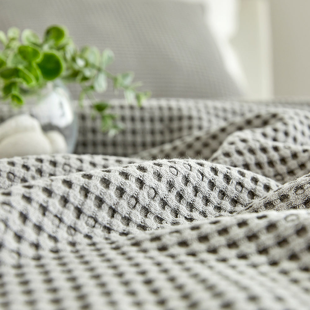 Natural Material Modal Waffle Blanket in Grey