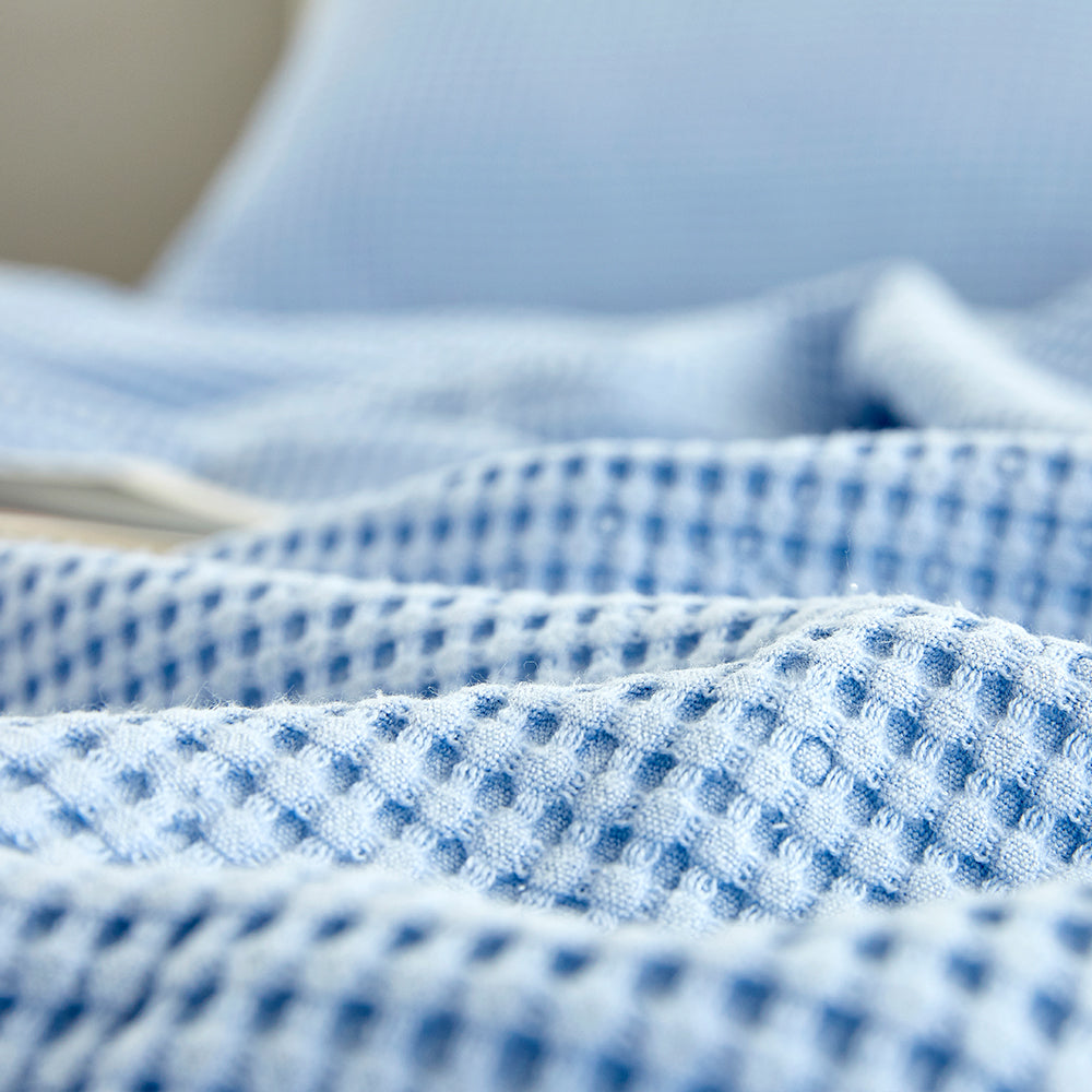 Natural Material Modal Waffle Blanket in Sky Blue