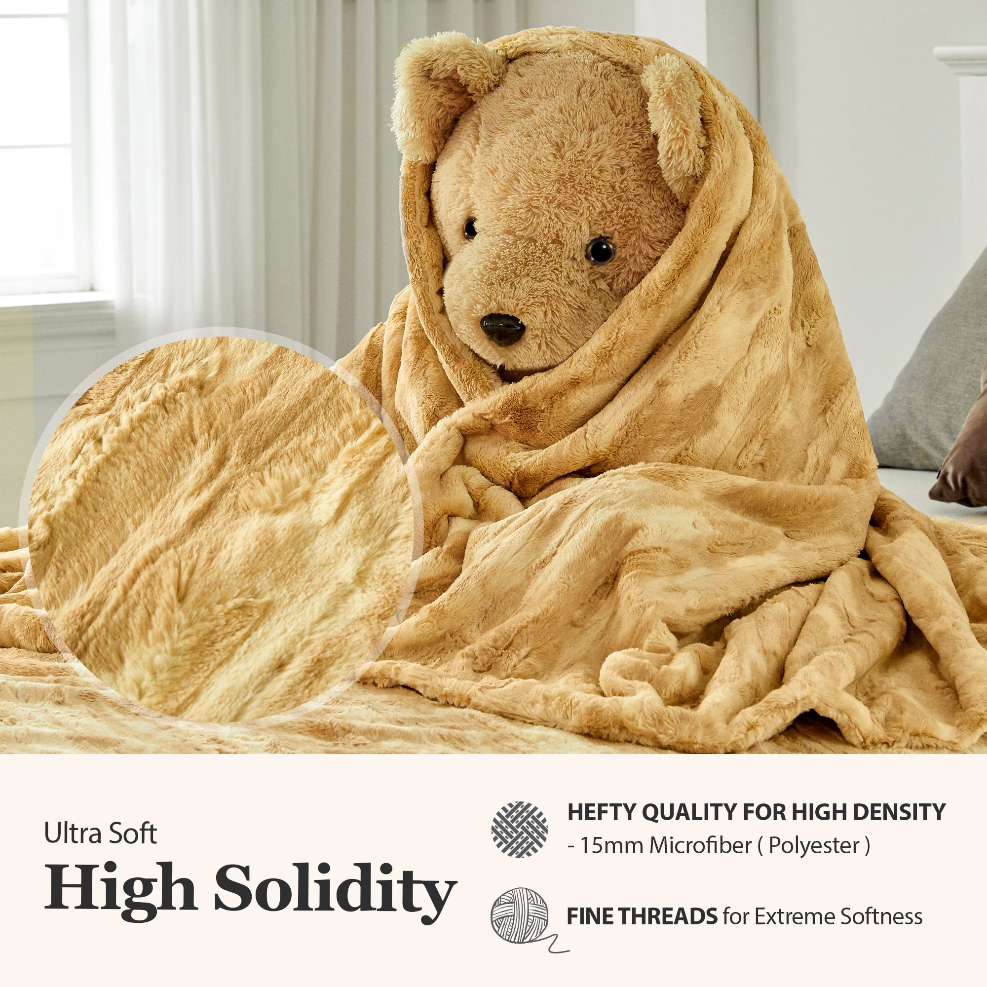 Premium Faux Fur Minky Blanket - Beige