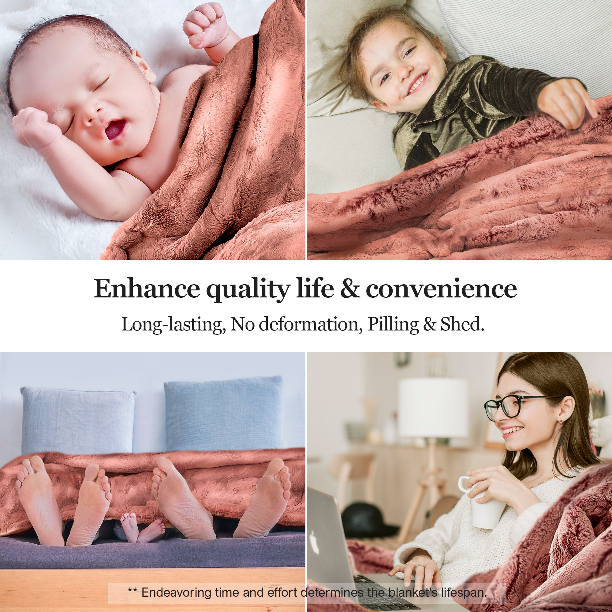 Premium Faux Fur Minky Blanket - Dusty Rose