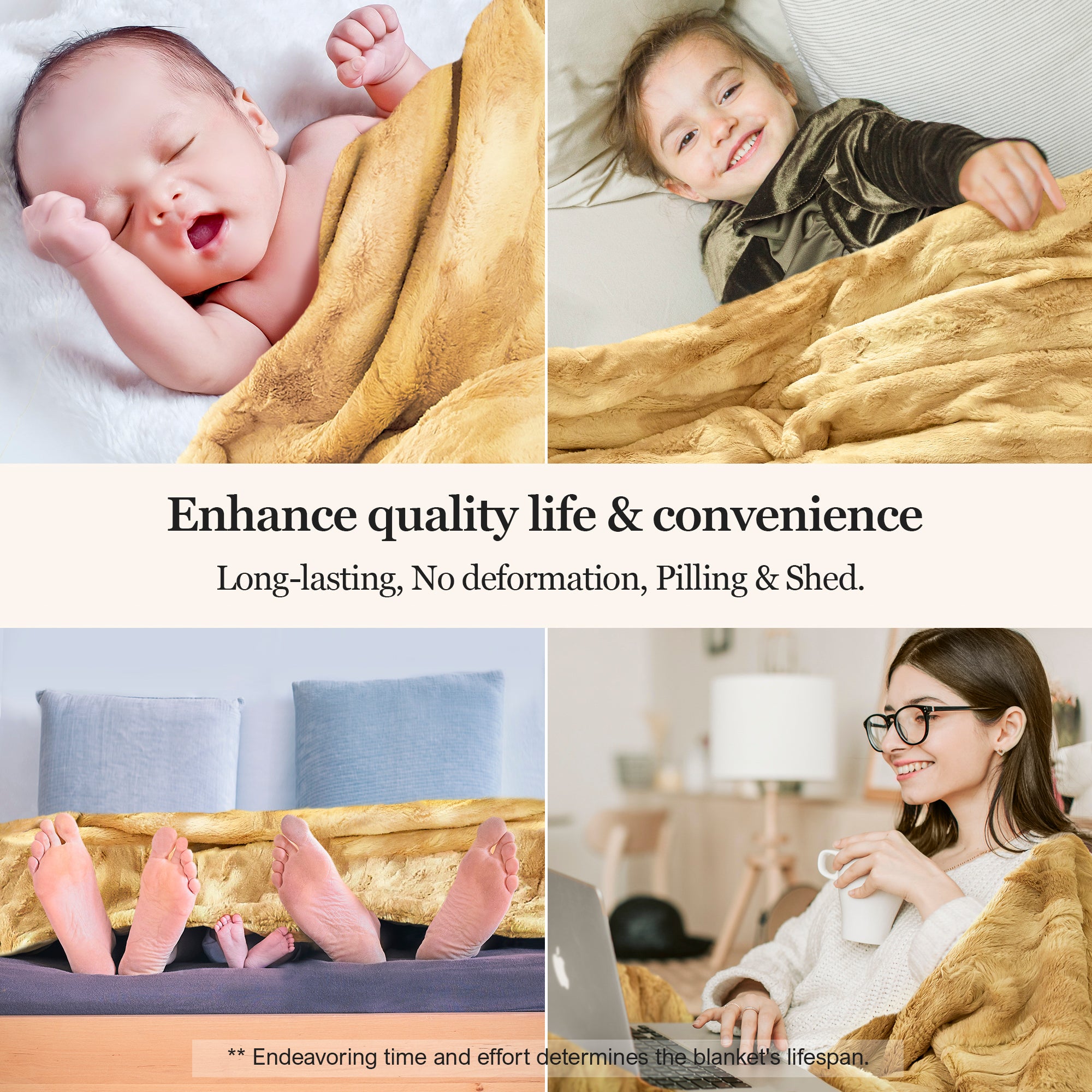 Premium Faux Fur Minky Blanket - Beige