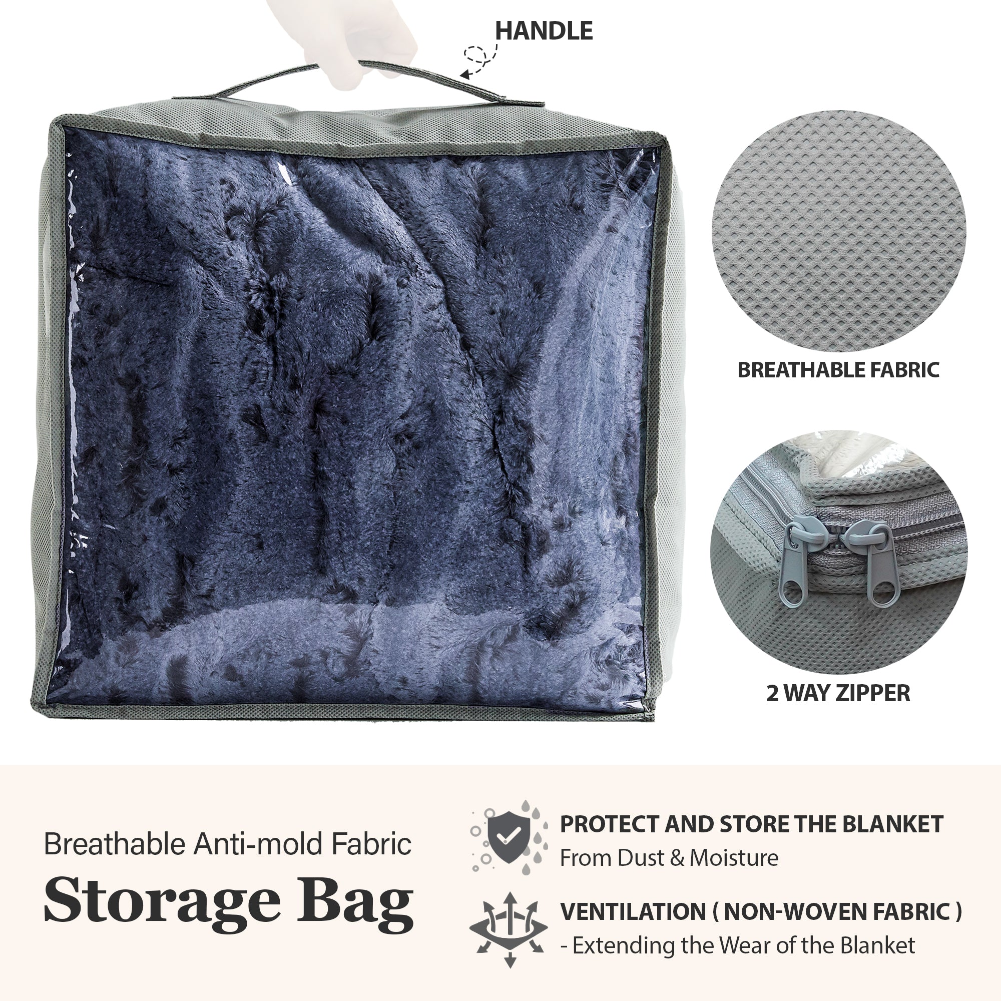 Premium Faux Fur Minky Blanket - Tan Navy