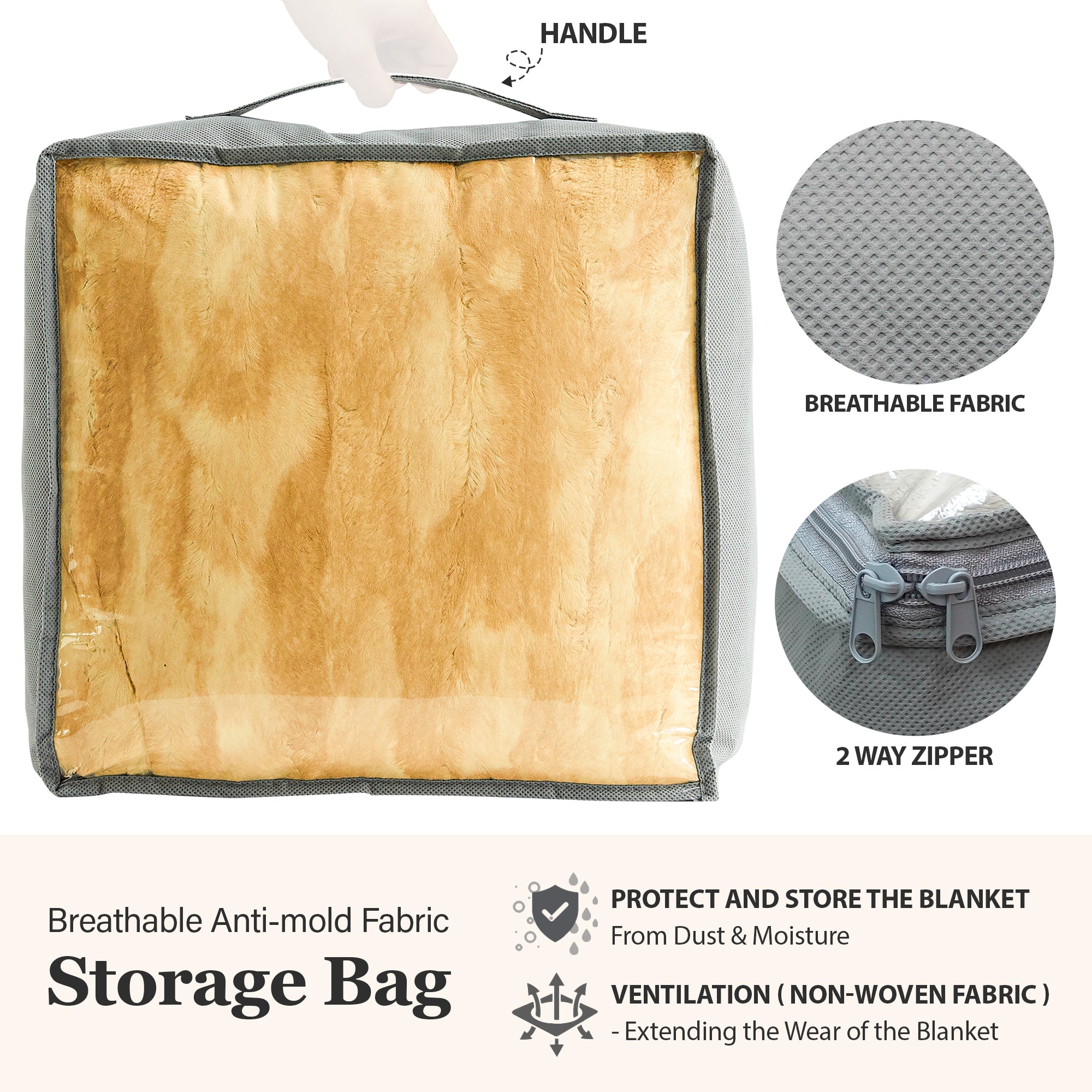 Premium Faux Fur Minky Blanket - Beige