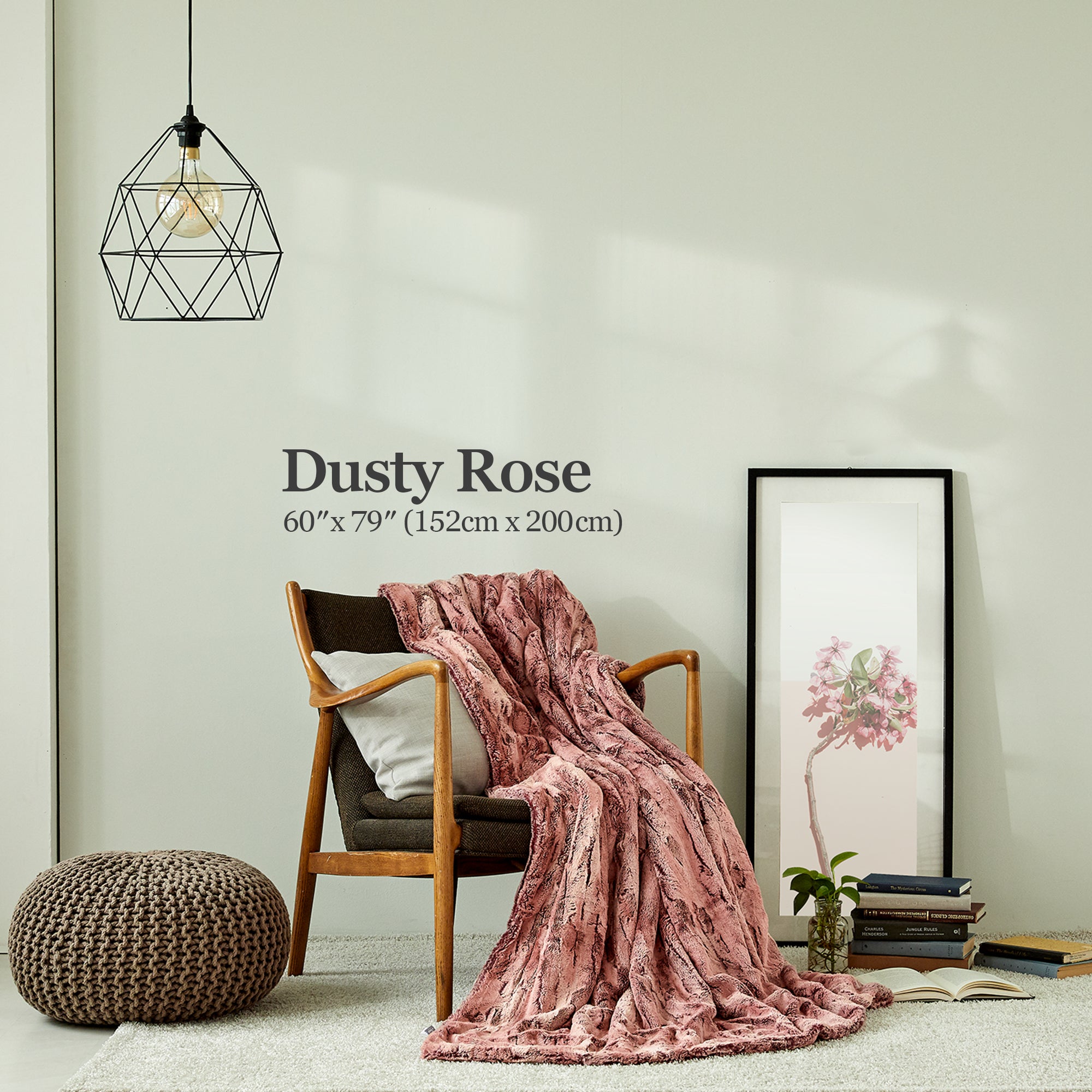 Premium Faux Fur Minky Blanket - Dusty Rose