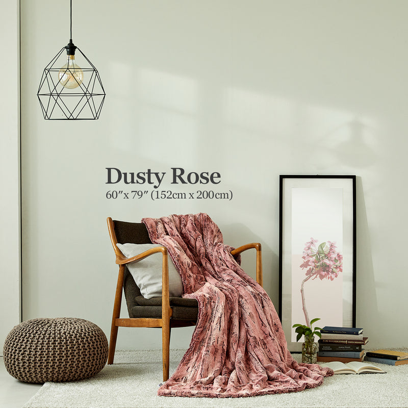 Premium Faux Fur Minky Blanket -  Dusty Rose