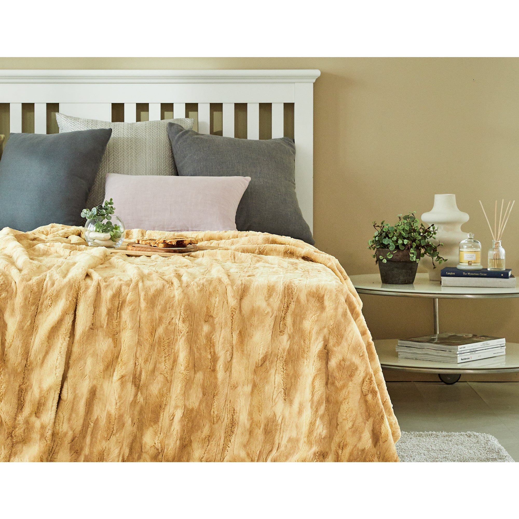 Premium Faux Fur Minky Blanket - Beige