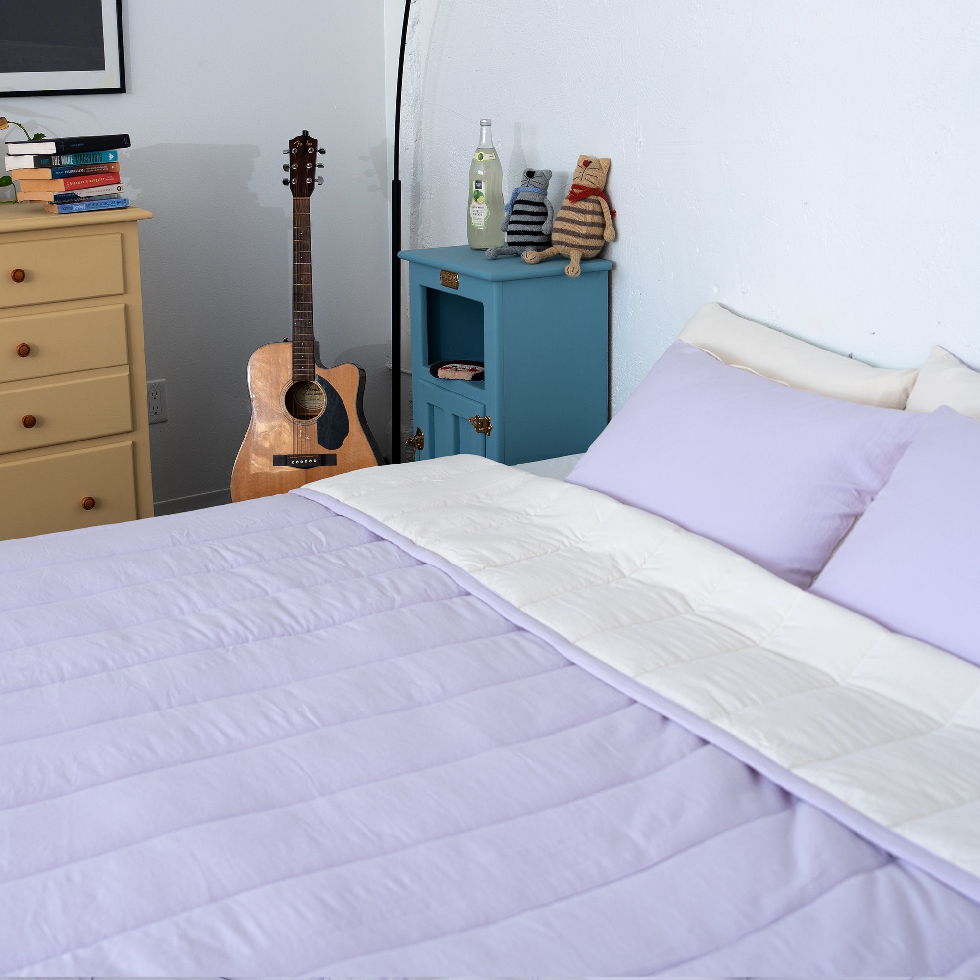 Semi-Microfiber Marshmallow Comforter - Violet & Violet/Cream