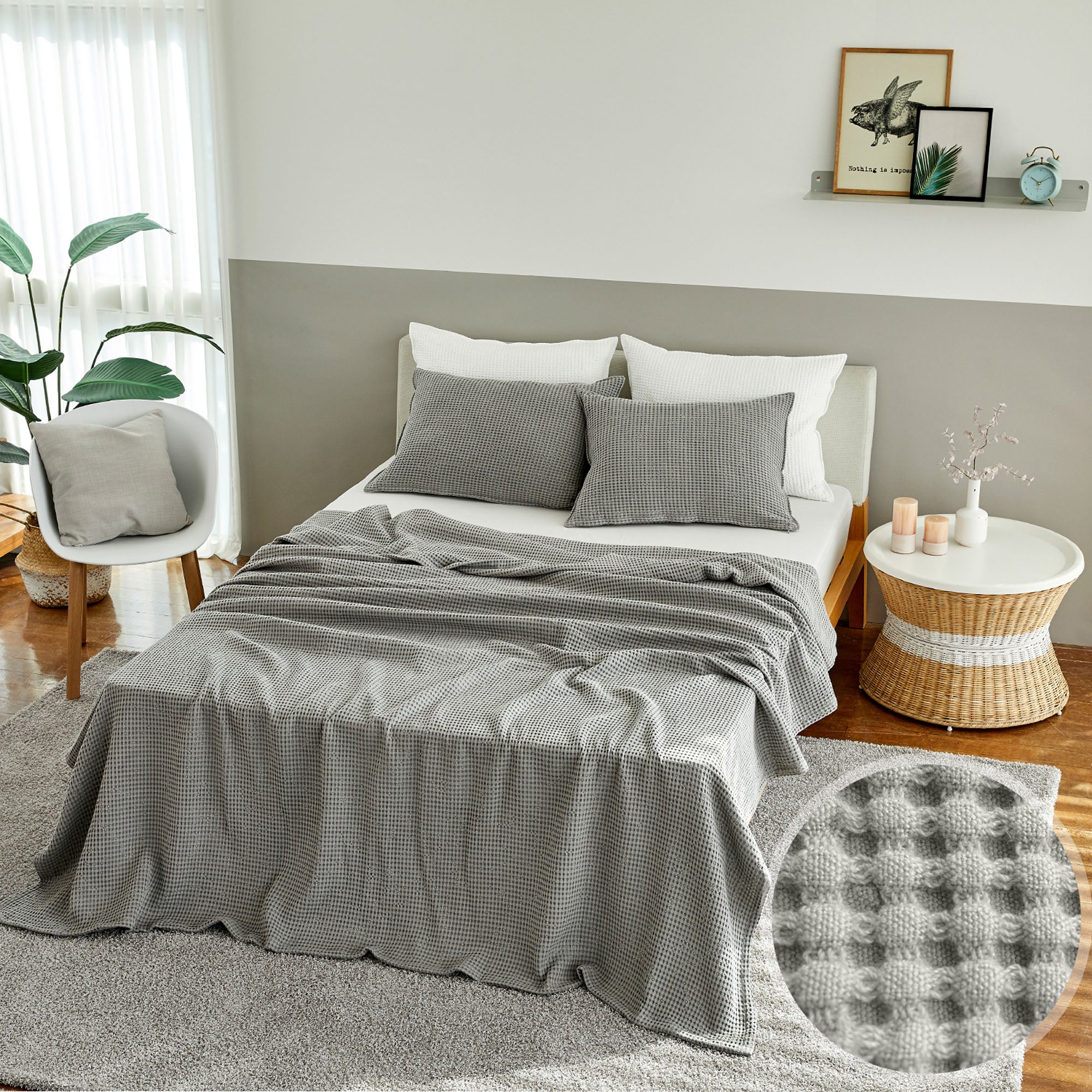 Waffle cheap blanket grey