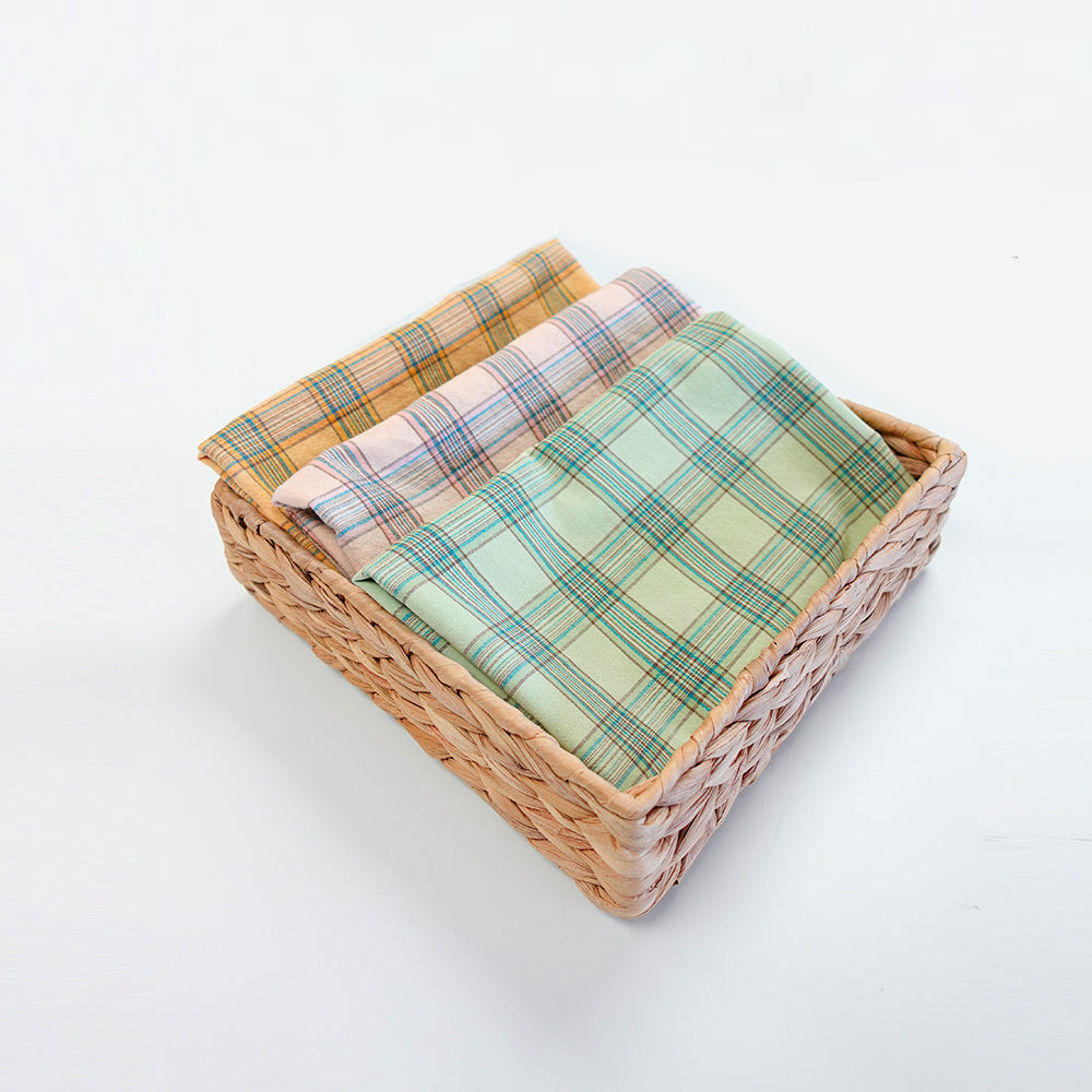 Sweet Pastel Check Place Mat, Dish Cloth ( Yellow, Pink, Light Green)