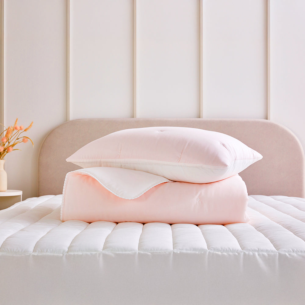 [NEW] Milky Tencel™ Modal Comforter Set - Light Pink/White
