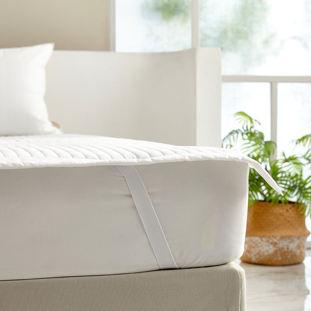 [Bundle] Dream Percale Cotton Comforter & Pad Set - White/White
