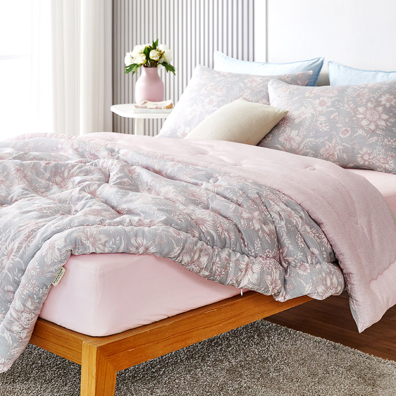 Abigail Hanji Modal Flower Comforter Set - Pink