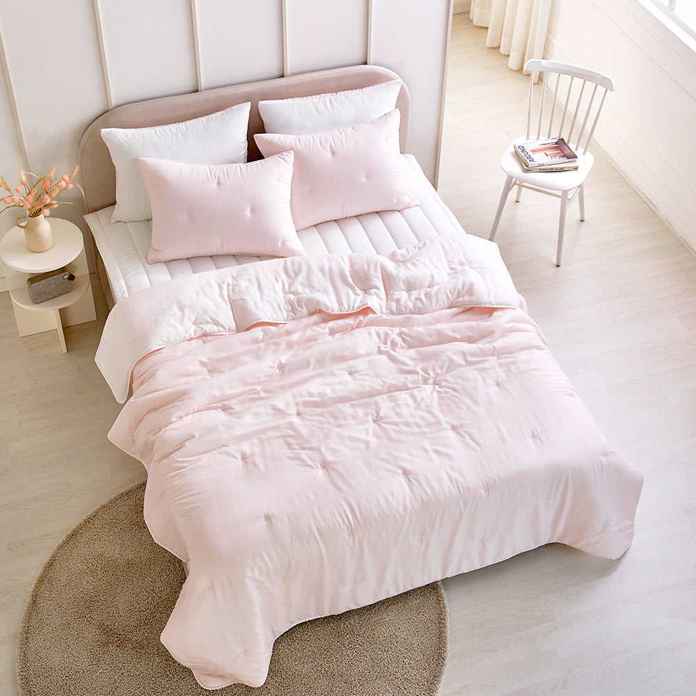 [NEW] Milky Tencel™ Modal Comforter Set - Light Pink/White