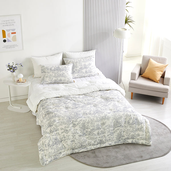 Toile de jouy Cotton Comforter Set - Ivory